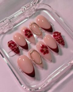 Romantic Cherry French Nails