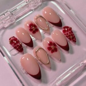 Romantic Cherry French Nails