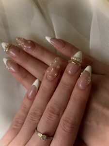 Pearl French 3D Almond Nails