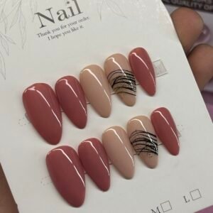 Dusty Rose Abstract Nude Almond Nails