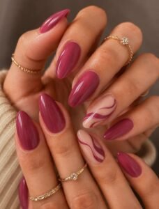 Berry Pink Swirl Nails