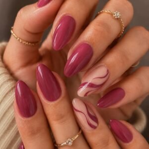 Berry Pink Swirl Nails