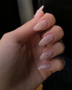 Nude Crystal Stud Nails