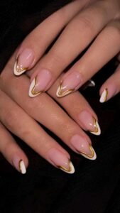 Golden Swirl French Nails ✨